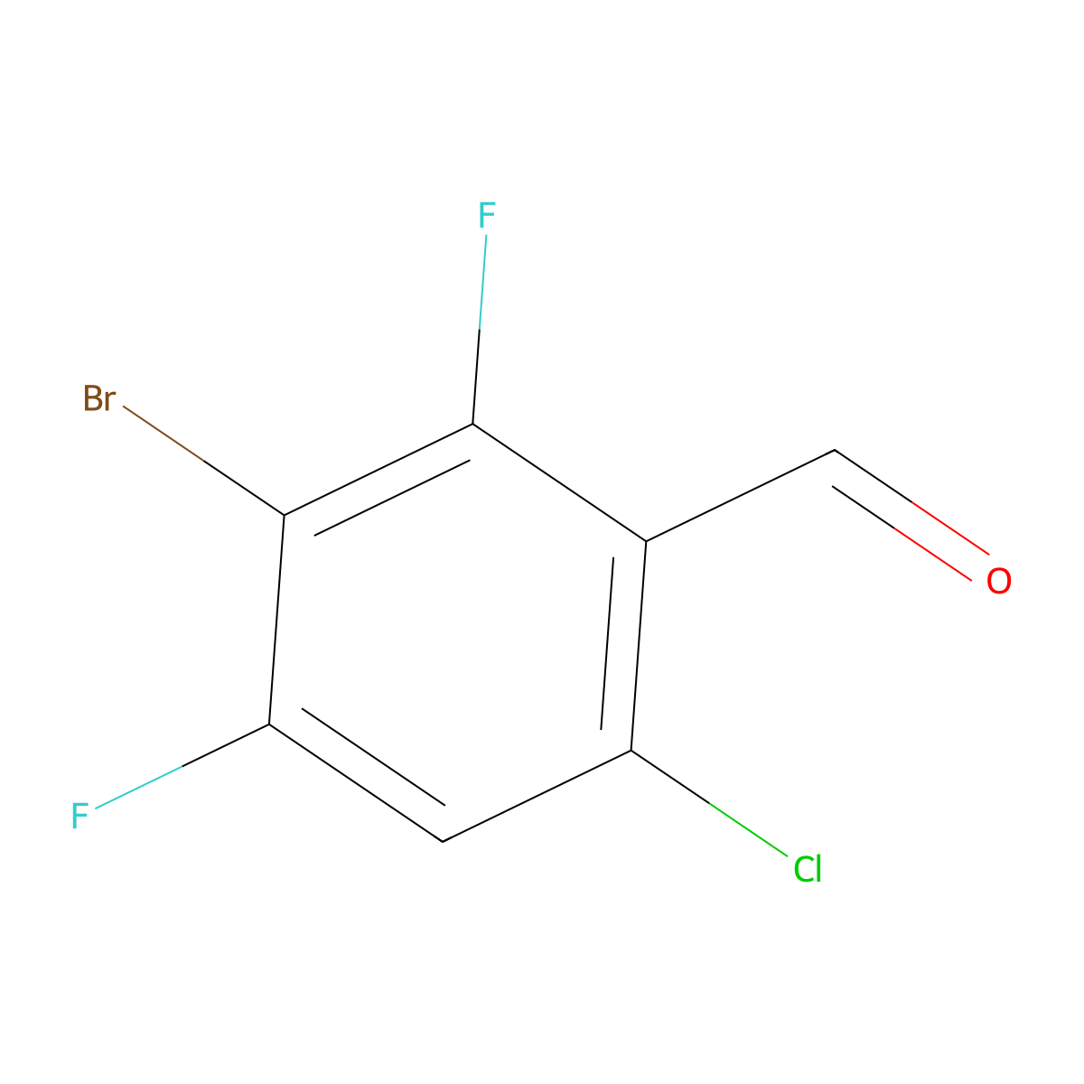 3-Bromo-6-chloro-2,4-difluorobenzaldehyde molecular structure, CAS 1160573-58-9