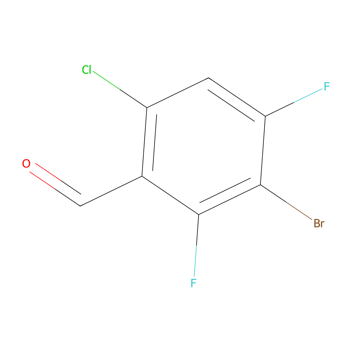 3-Bromo-6-chloro-2,4-difluorobenzaldehyde molecular structure, CAS 1160573-58-9