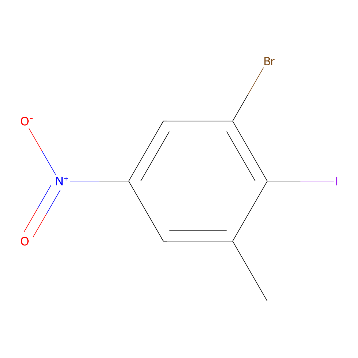 1-Bromo-2-iodo-3-methyl-5-nitrobenzene molecular structure, CAS 1160573-59-0