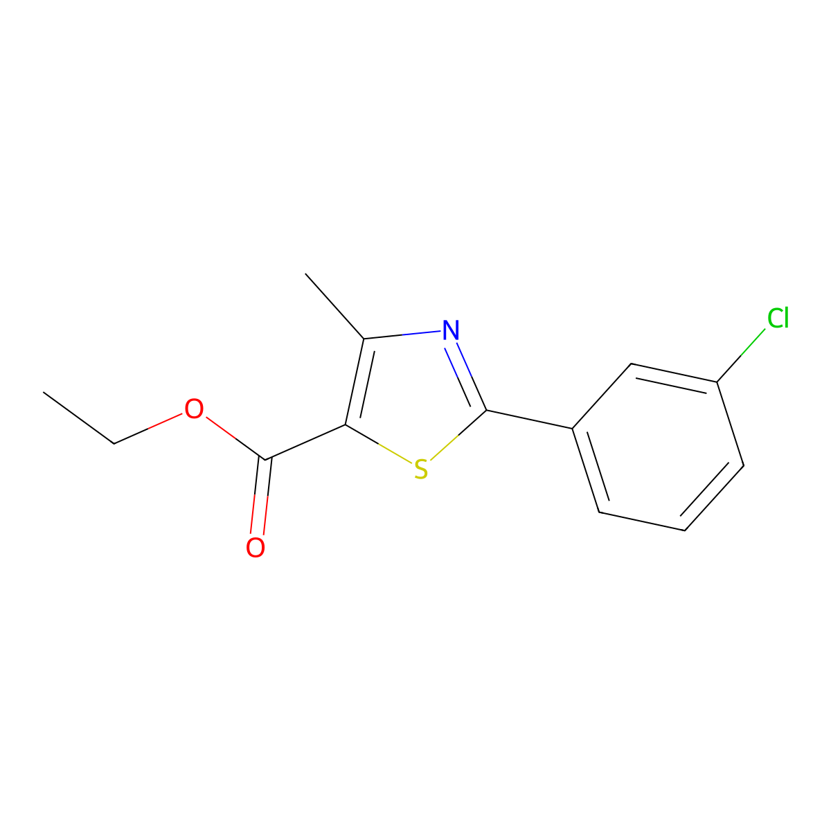 Ethyl 4-methyl-2-(3-chlorophenyl)thiazole-5-carboxylate molecular structure, CAS 1160573-81-8