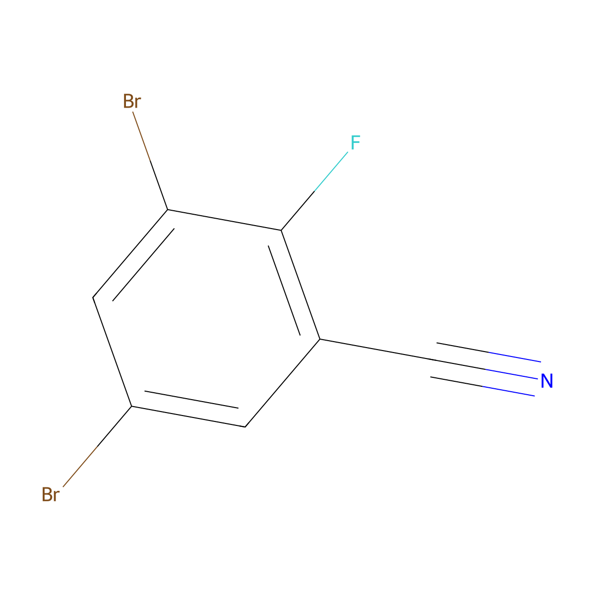 3,5-Dibromo-2-fluorobenzonitrile molecular structure, CAS 1160574-05-9