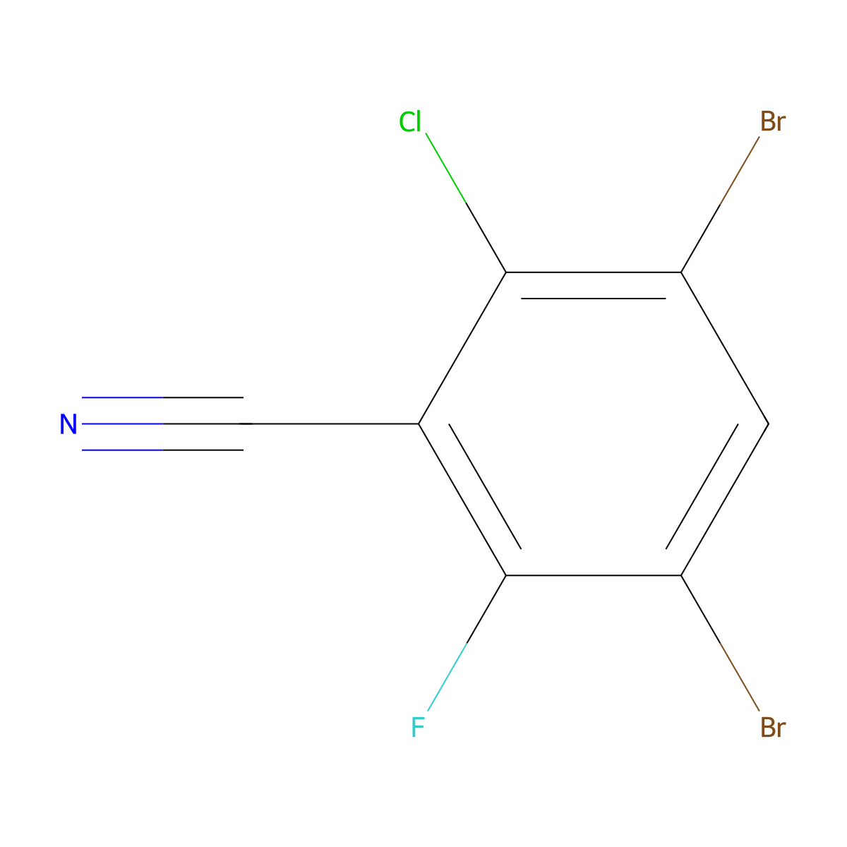 3,5-dibromo-2-chloro-6-fluorobenzonitrile molecular structure, CAS 1160574-08-2
