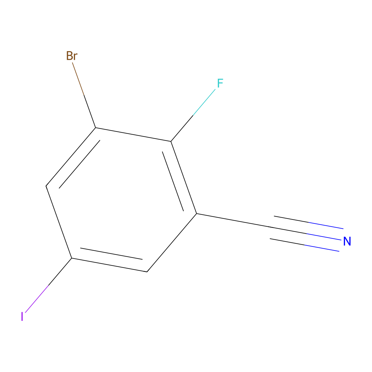 3-Bromo-2-fluoro-5-iodobenzonitrile molecular structure, CAS 1160574-12-8