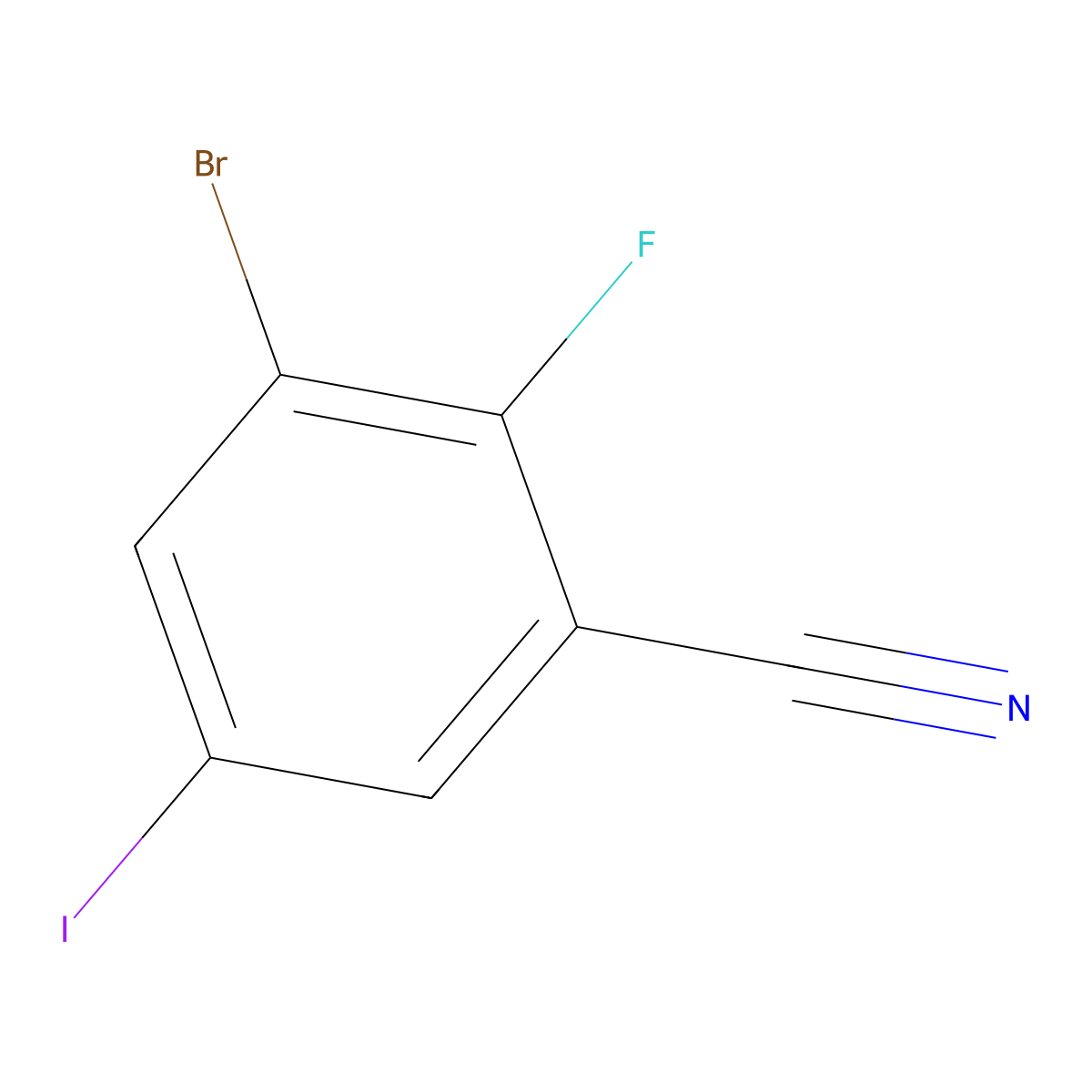 3-Bromo-2-fluoro-5-iodobenzonitrile molecular structure, CAS 1160574-12-8