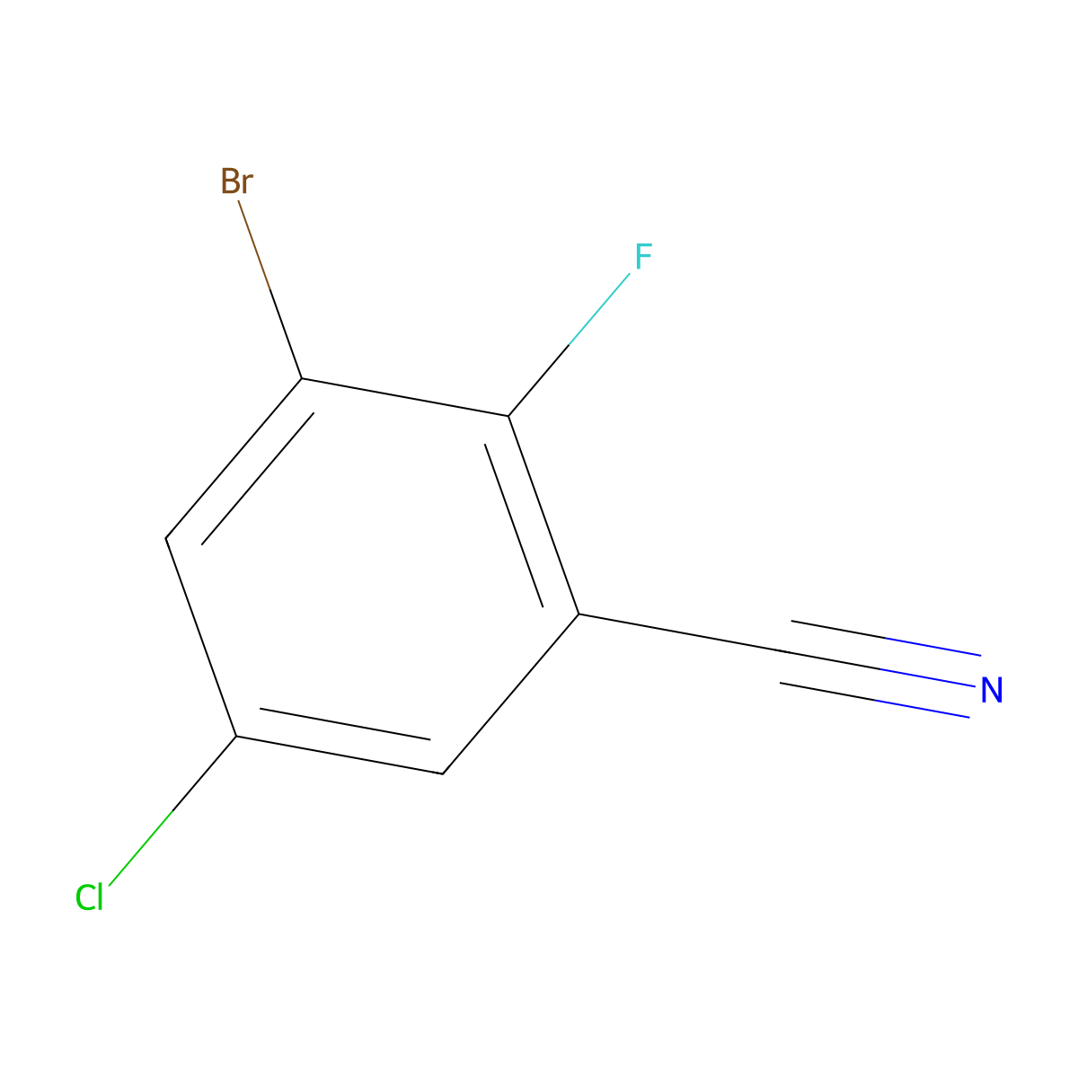 3-Bromo-5-chloro-2-fluorobenzonitrile molecular structure, CAS 1160574-15-1