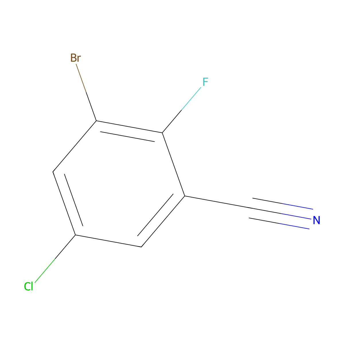 3-Bromo-5-chloro-2-fluorobenzonitrile molecular structure, CAS 1160574-15-1