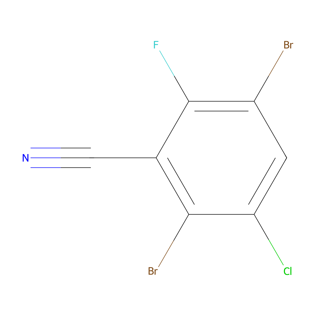 2,5-dibromo-3-chloro-6-fluorobenzonitrile molecular structure, CAS 1160574-22-0