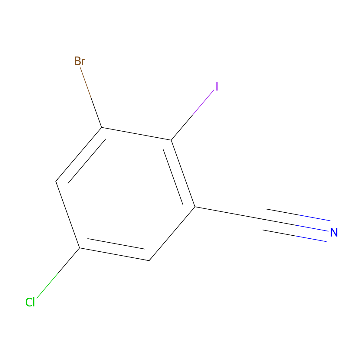 3-Bromo-5-chloro-2-iodobenzonitrile molecular structure, CAS 1160574-37-7