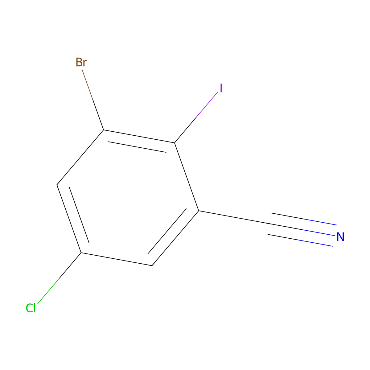 3-Bromo-5-chloro-2-iodobenzonitrile molecular structure, CAS 1160574-37-7