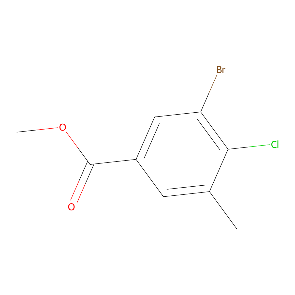 Methyl 3-bromo-4-chloro-5-methylbenzoate molecular structure, CAS 1160574-52-6