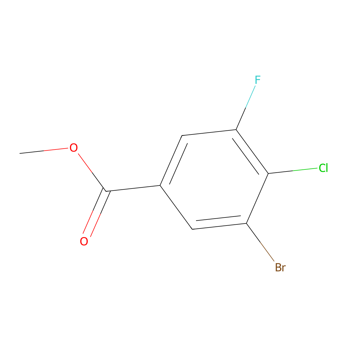 Methyl 3-bromo-4-chloro-5-fluorobenzoate molecular structure, CAS 1160574-62-8
