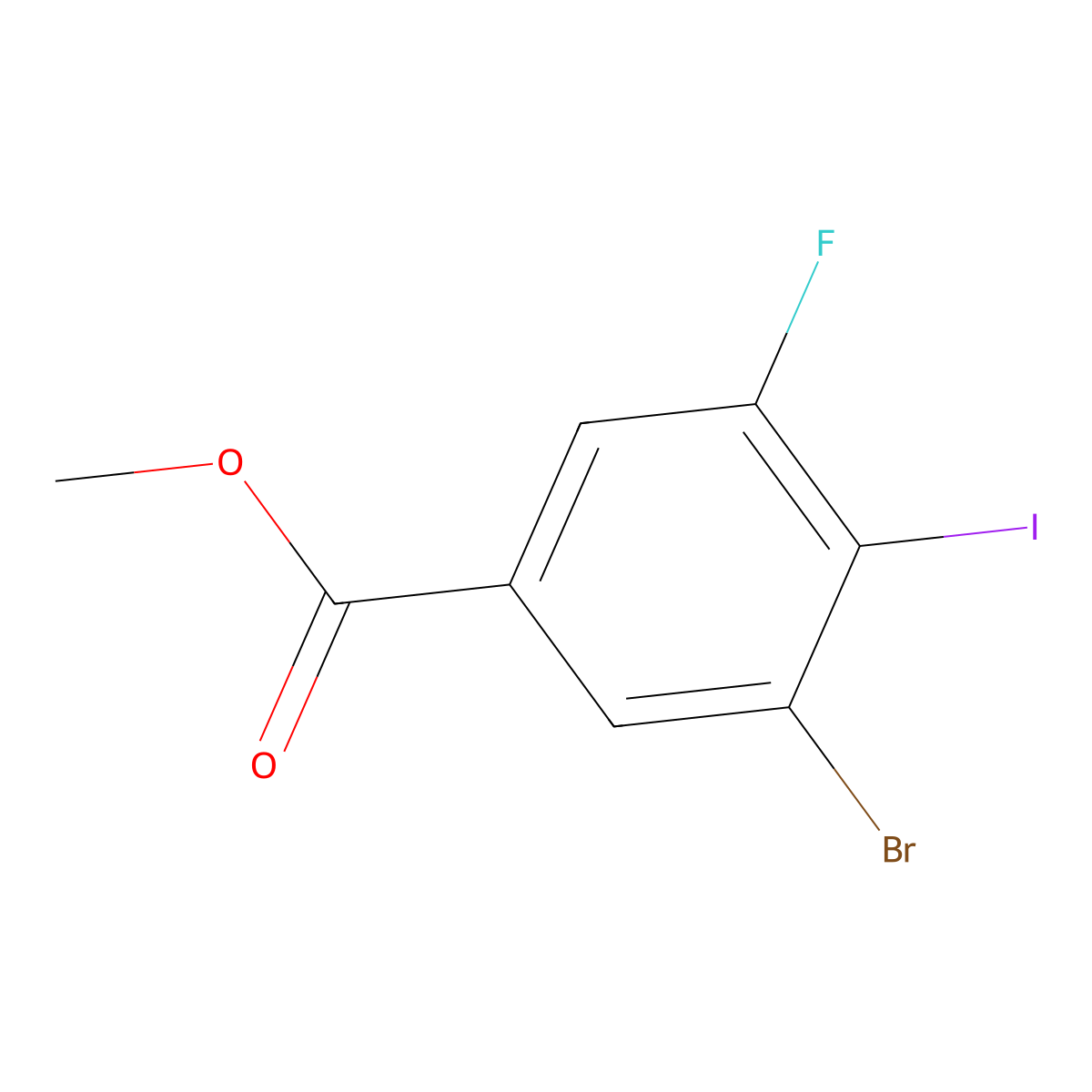Methyl 3-Bromo-5-fluoro-4-iodobenzoate molecular structure, CAS 1160574-64-0