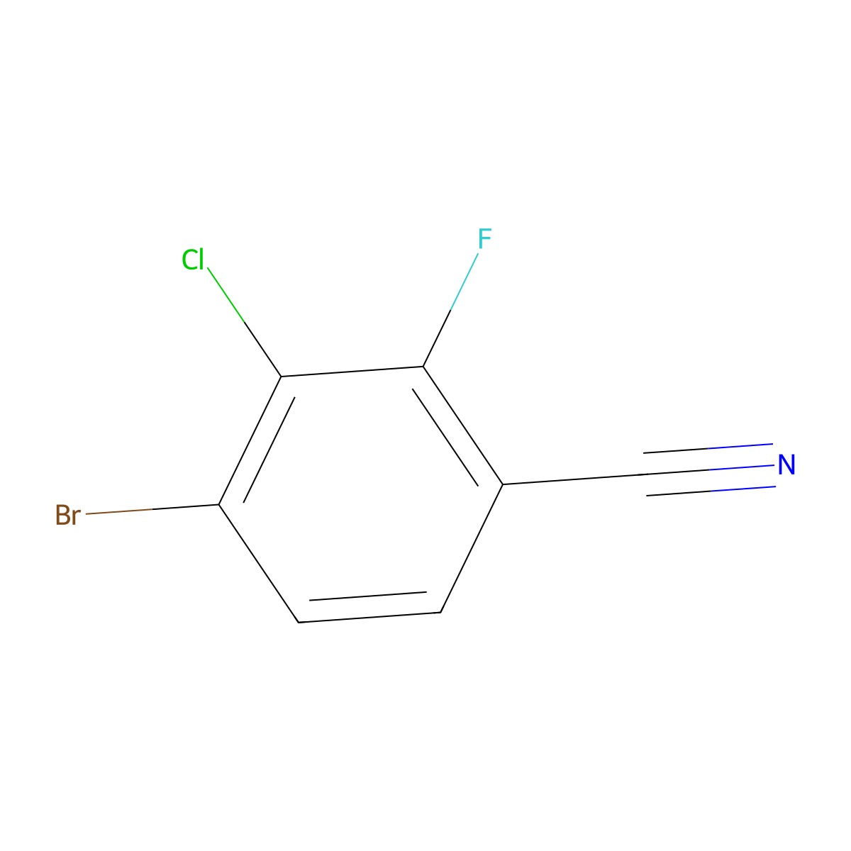 4-Bromo-3-chloro-2-fluorobenzonitrile molecular structure, CAS 1160574-68-4