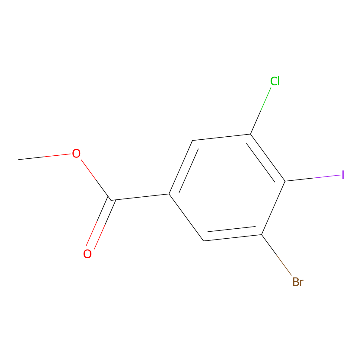 Methyl 3-Bromo-5-chloro-4-iodobenzoate molecular structure, CAS 1160574-80-0