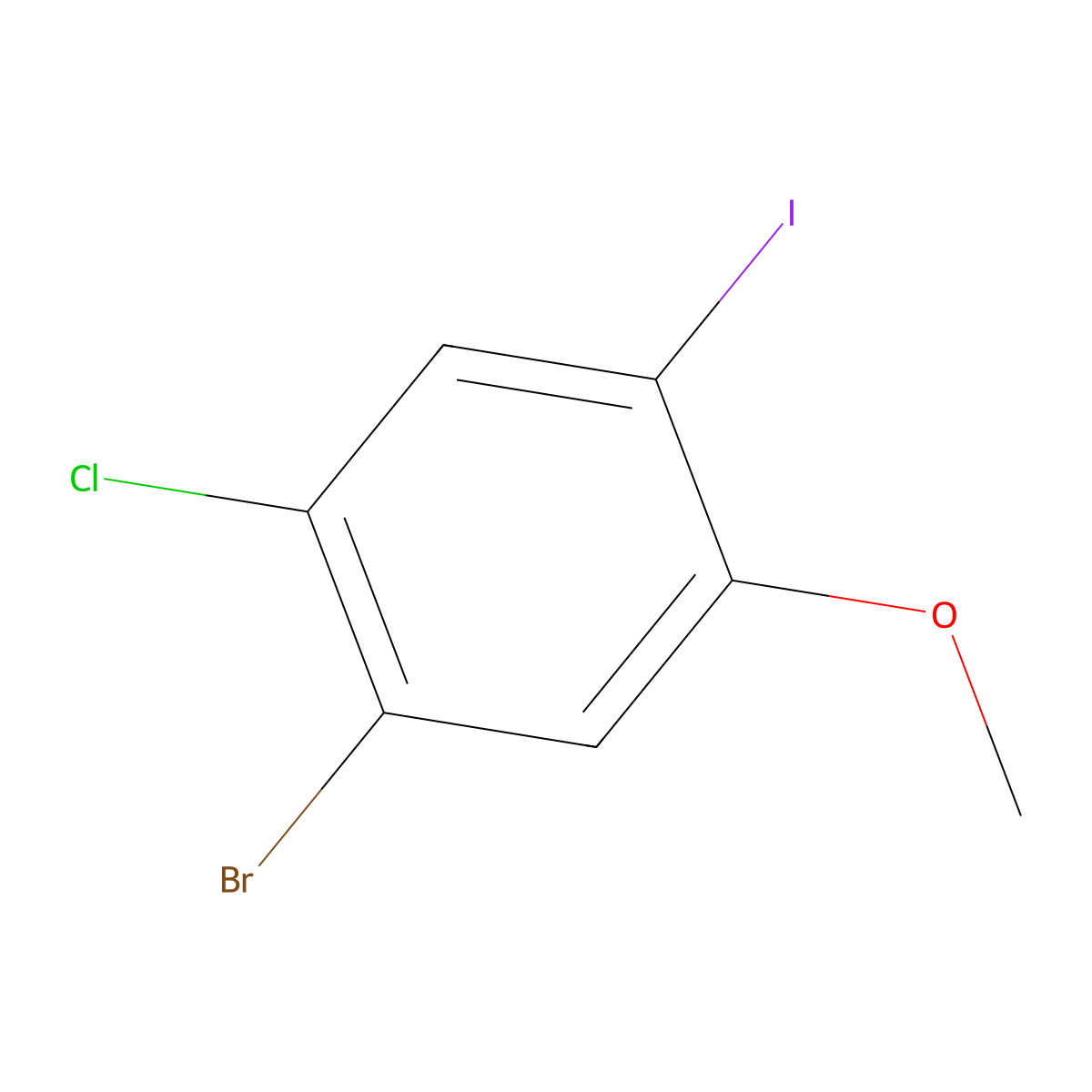 1-Bromo-2-chloro-4-iodo-5-methoxybenzene molecular structure, CAS 1160574-88-8