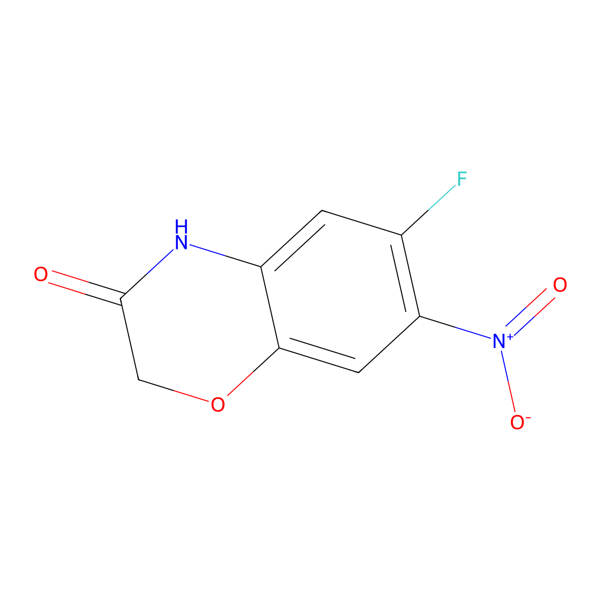 6-fluoro-7-nitro-3,4-dihydro-2H-1,4-benzoxazin-3-one molecular structure, CAS 1160591-69-4