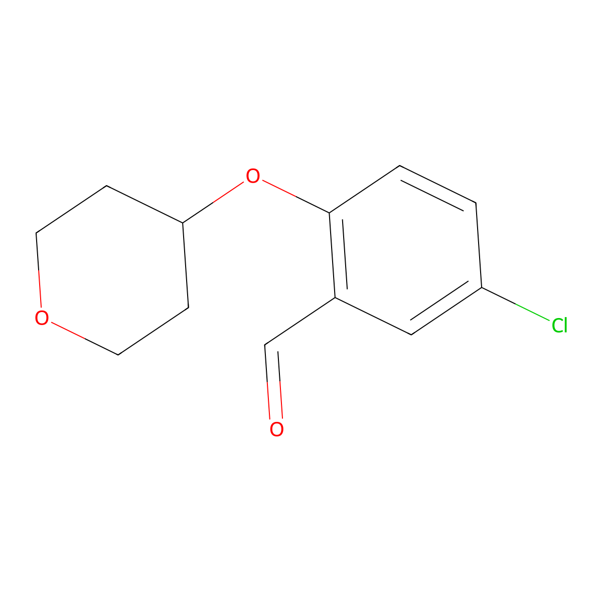 5-Chloro-2-(tetrahydro-pyran-4-yloxy)-benzaldehyde molecular structure, CAS 1160656-16-5