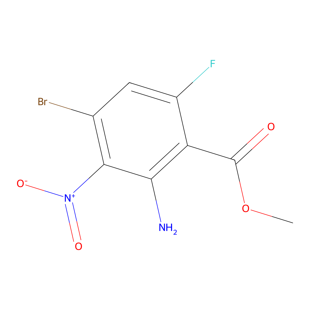 Methyl 2-amino-4-bromo-6-fluoro-3-nitrobenzoate molecular structure, CAS 1160683-38-4