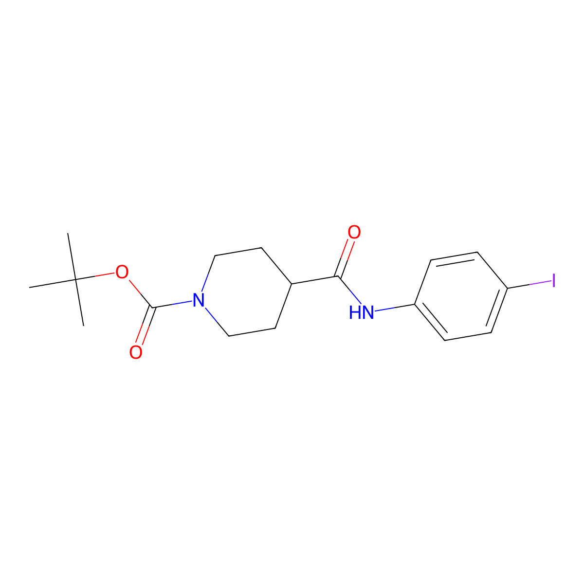 1,1-Dimethylethyl 4-[[(4-iodophenyl)amino]carbonyl]-1-piperidinecarboxylate molecular structure, CAS 1160707-29-8