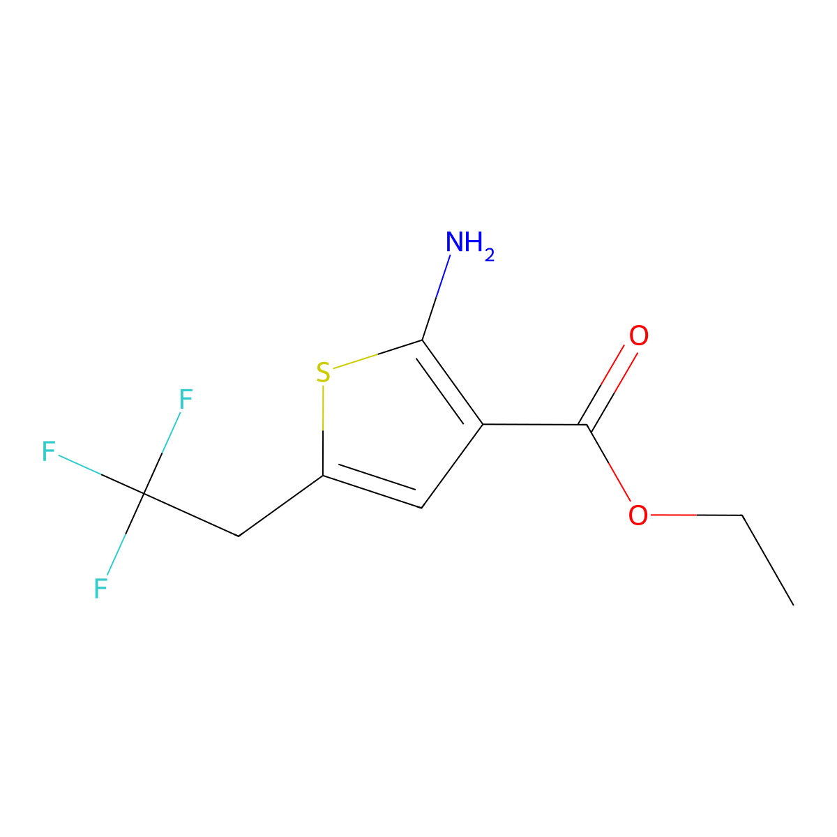 Ethyl 2-amino-5-(2,2,2-trifluoroethyl)thiophene-3-carboxylate molecular structure, CAS 1160720-50-2
