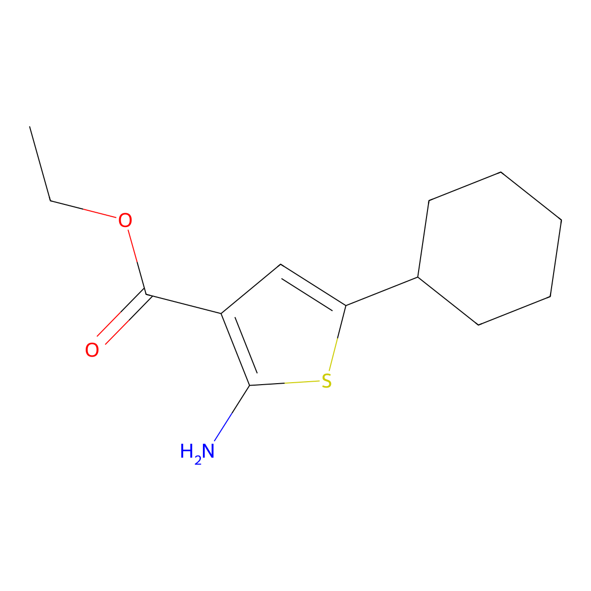 Ethyl 2-amino-5-cyclohexylthiophene-3-carboxylate molecular structure, CAS 1160720-67-1