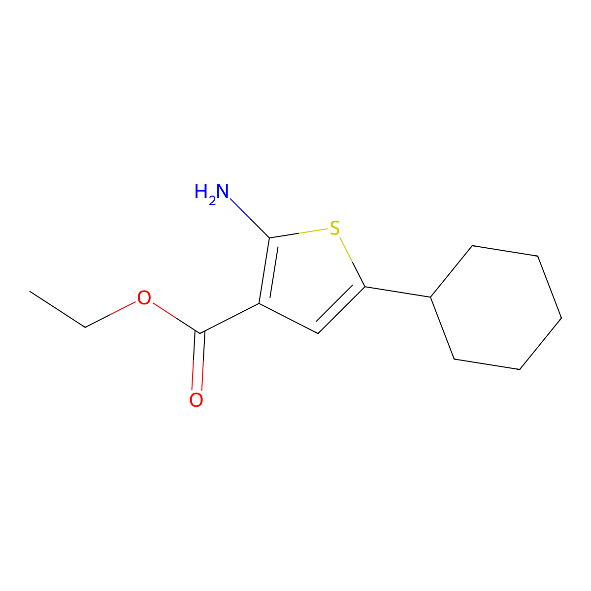 Ethyl 2-amino-5-cyclohexylthiophene-3-carboxylate molecular structure, CAS 1160720-67-1