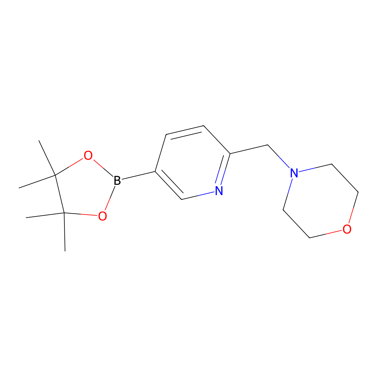 4-((5-(4,4,5,5-Tetramethyl-1,3,2-dioxaborolan-2-YL)pyridin-2-YL)methyl)morpholine molecular structure, CAS 1160790-92-0