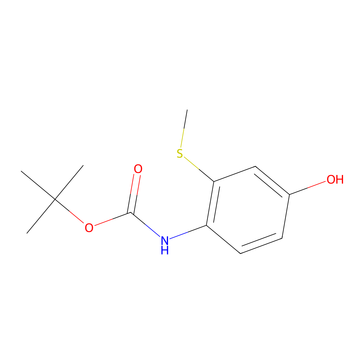 tert-butyl N-[4-hydroxy-2-(methylsulfanyl)phenyl]carbamate molecular structure, CAS 1160825-76-2