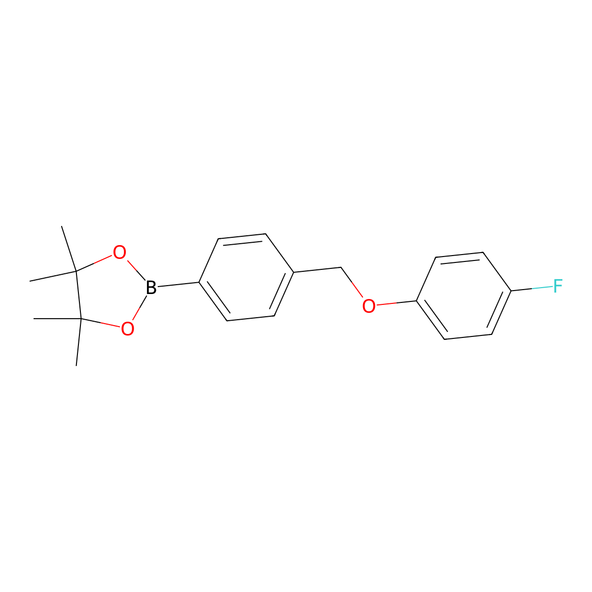 2-(4-((4-Fluorophenoxy)methyl)phenyl)-4,4,5,5-tetramethyl-1,3,2-dioxaborolane molecular structure, CAS 1160829-20-8