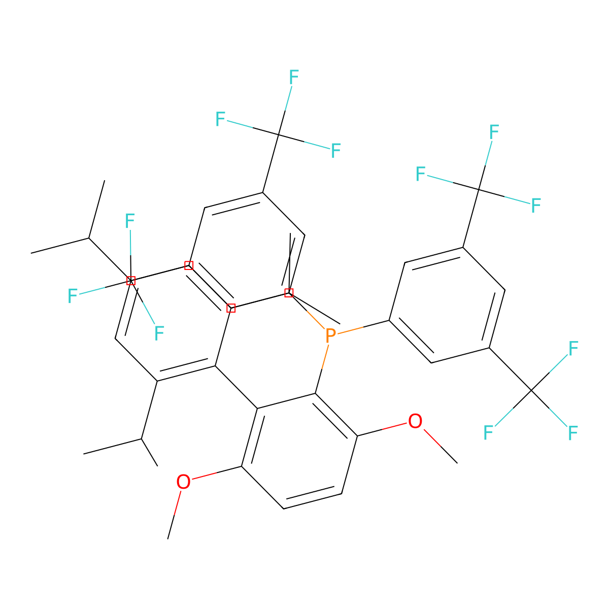 Bis(3,5-bis(trifluoromethyl)phenyl)(2',4',6'-triisopropyl-3,6-dimethoxy-[1,1'-biphenyl]-2-yl)phosphine , JackiePhos molecular structure, CAS 1160861-60-8