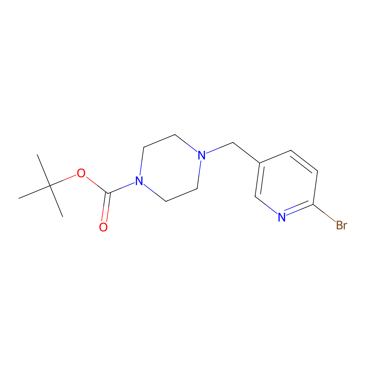 tert-Butyl 4-((6-bromopyridin-3-yl)methyl)piperazine-1-carboxylate molecular structure, CAS 1160923-86-3