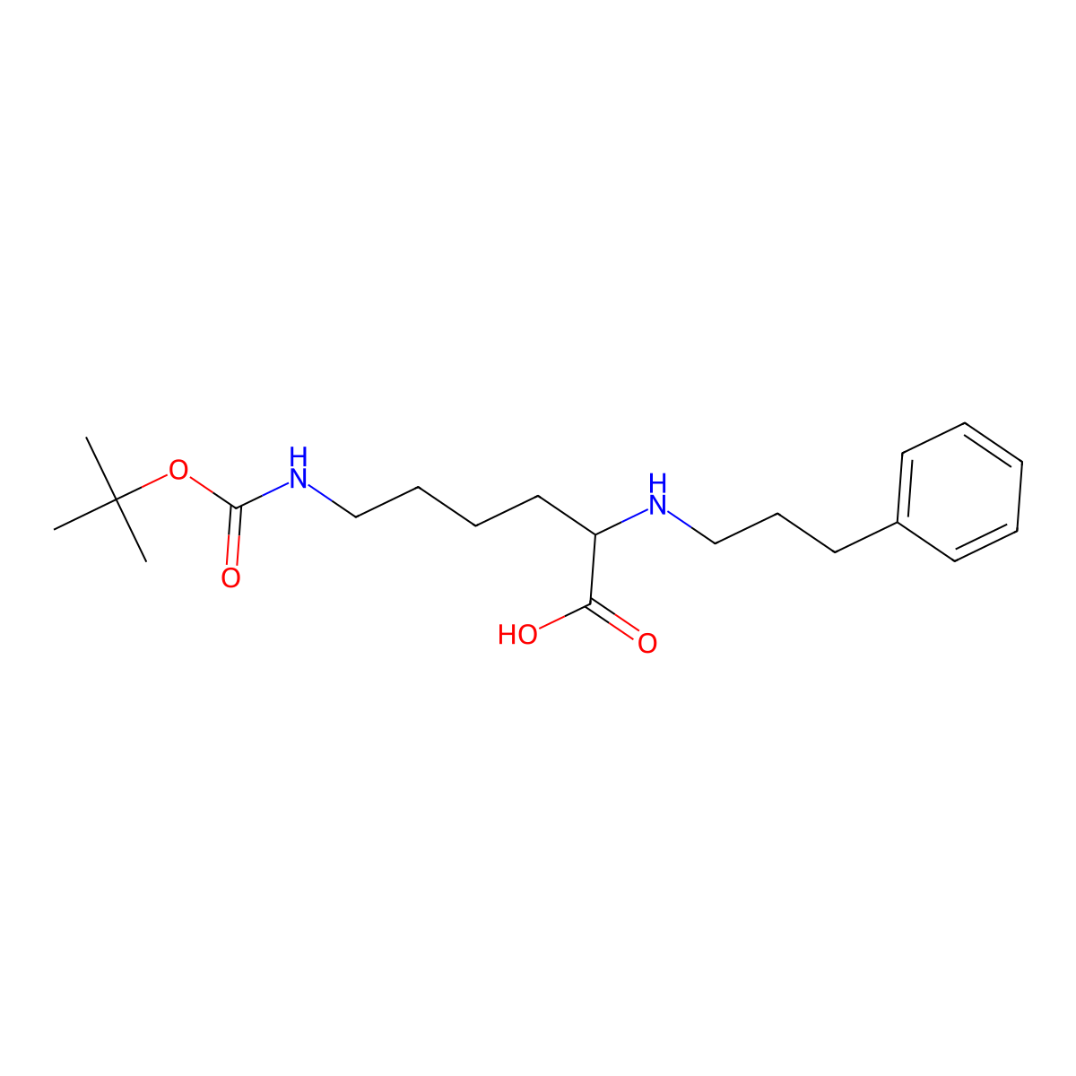 (2S)-6-[(2-methylpropan-2-yl)oxycarbonylamino]-2-(3-phenylpropylamino)hexanoicacid molecular structure, CAS 1160928-07-3