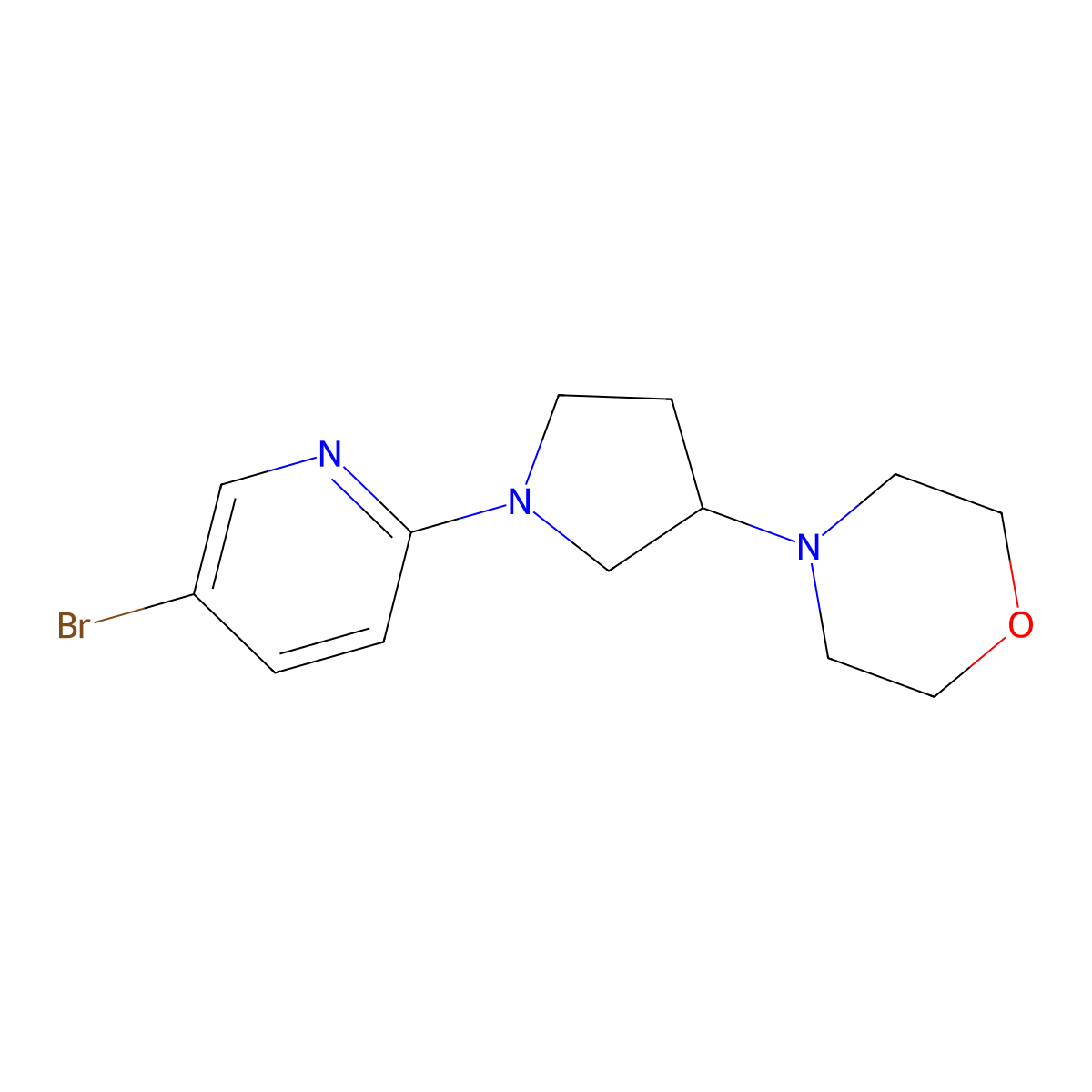 4-[1-(5-Bromo-2-pyridinyl)-3-pyrrolidinyl]morpholine molecular structure, CAS 1160938-13-5