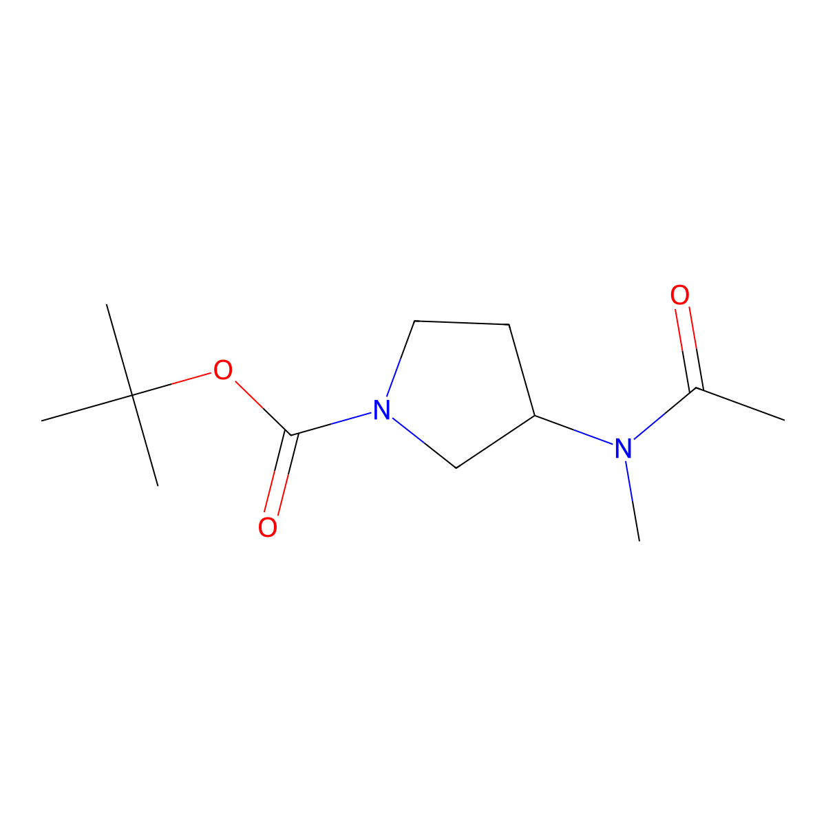 tert-butyl 3-(N-methylacetamido)pyrrolidine-1-carboxylate molecular structure, CAS 1160938-28-2
