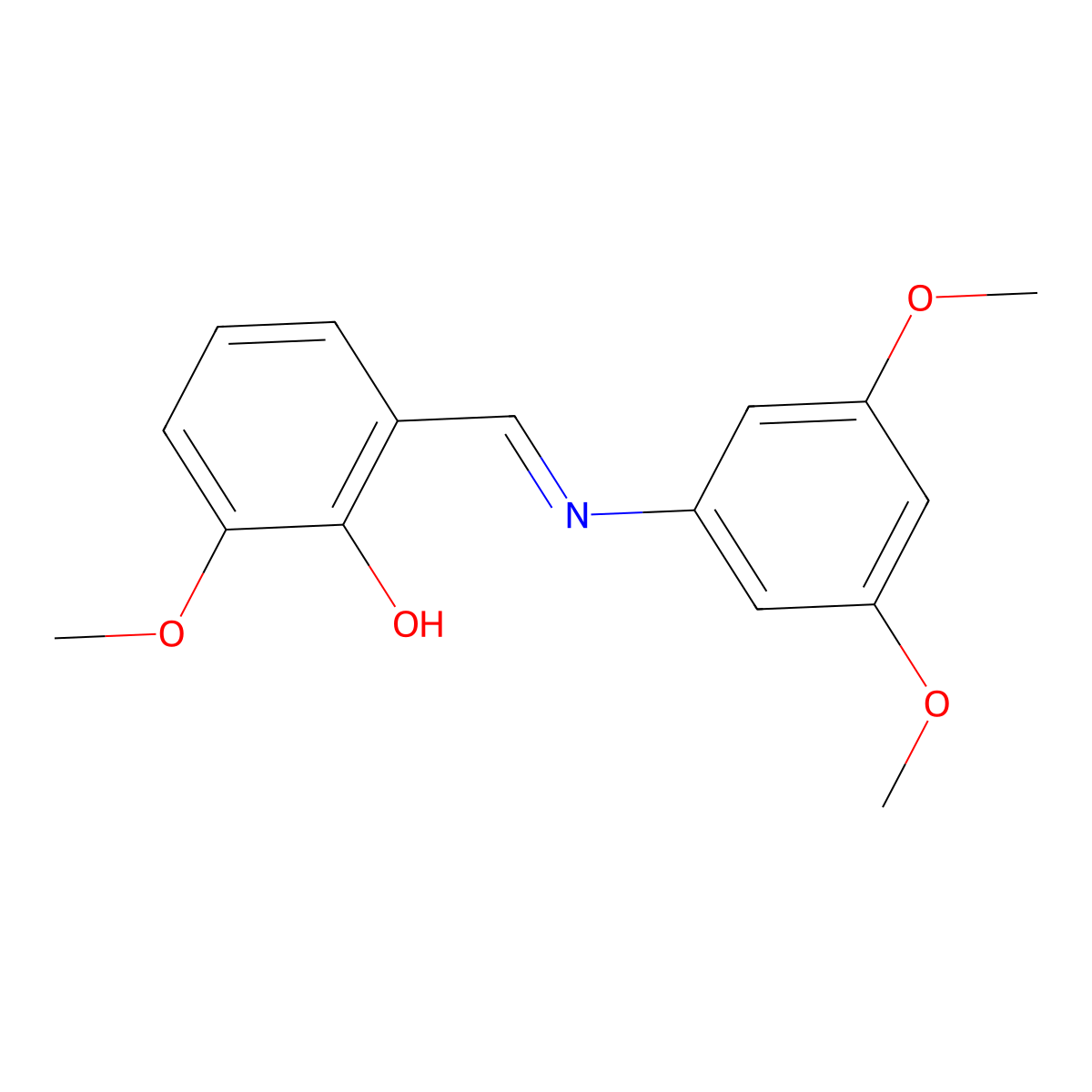 2-{(E)-[(3,5-dimethoxyphenyl)imino]methyl}-6-methoxyphenol molecular structure, CAS 1160943-29-2