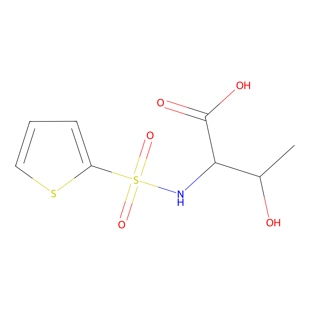 3-Hydroxy-2-(thiophene-2-sulfonamido)butanoic acid molecular structure, CAS 1160959-38-5