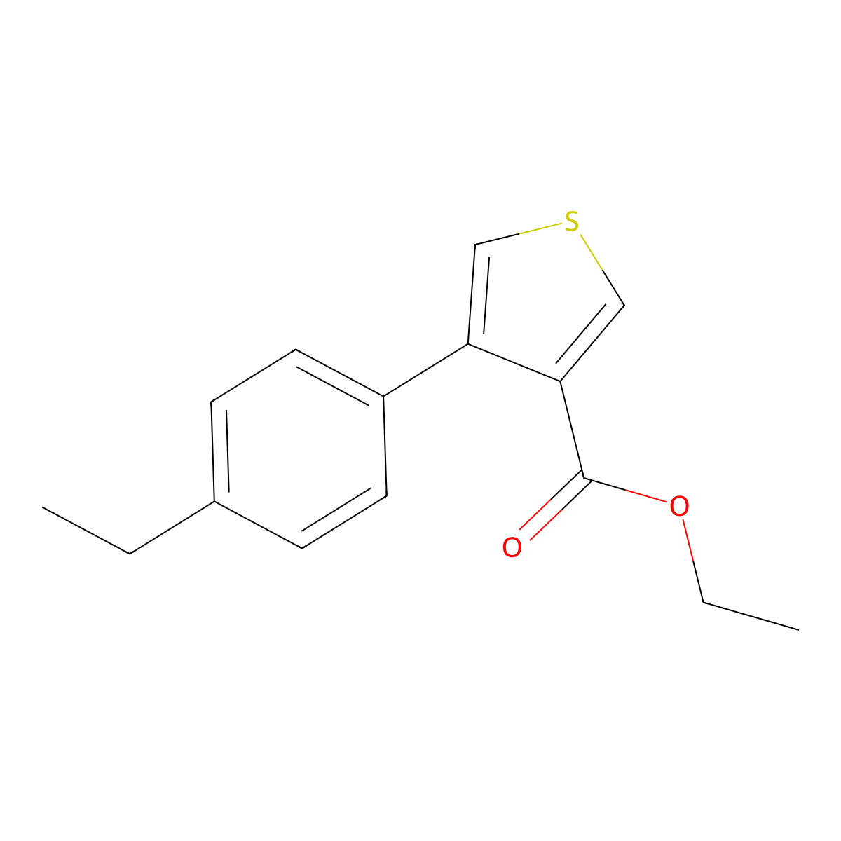 Ethyl 4-(4-ethylphenyl)-3-thiophenecarboxylate molecular structure, CAS 1160994-33-1