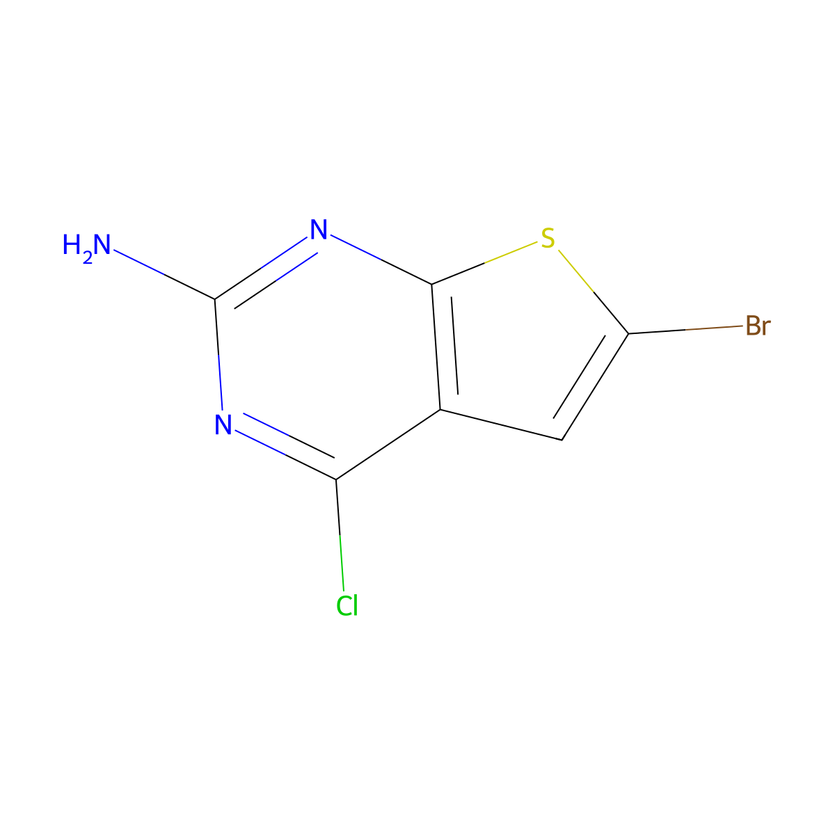 6-Bromo-4-chlorothieno[2,3-d]pyrimidin-2-amine molecular structure, CAS 1160994-64-8