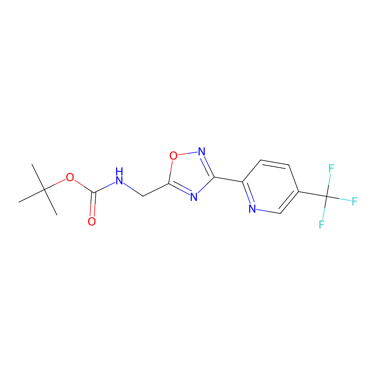 tert-butyl N-({3-[5-(trifluoromethyl)pyridin-2-yl]-1,2,4-oxadiazol-5-yl}methyl)carbamate molecular structure, CAS 1160994-72-8