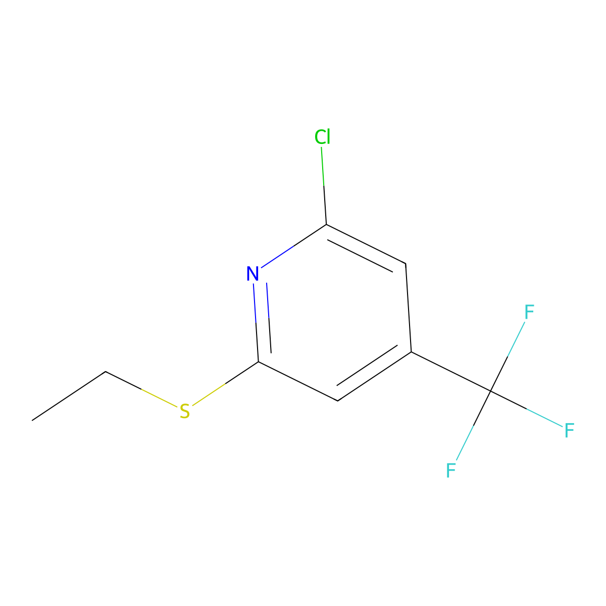 2-Chloro-6-ethylsulfanyl-4-trifluoromethyl-pyridine molecular structure, CAS 1160995-02-7