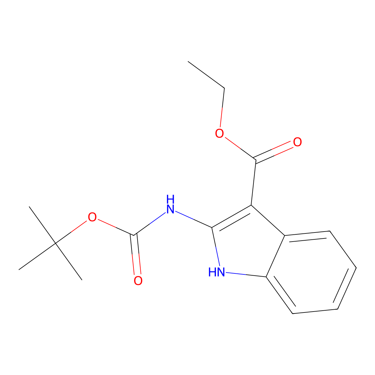 Ethyl 2-((tert-butoxycarbonyl)amino)-1H-indole-3-carboxylate molecular structure, CAS 1160995-04-9