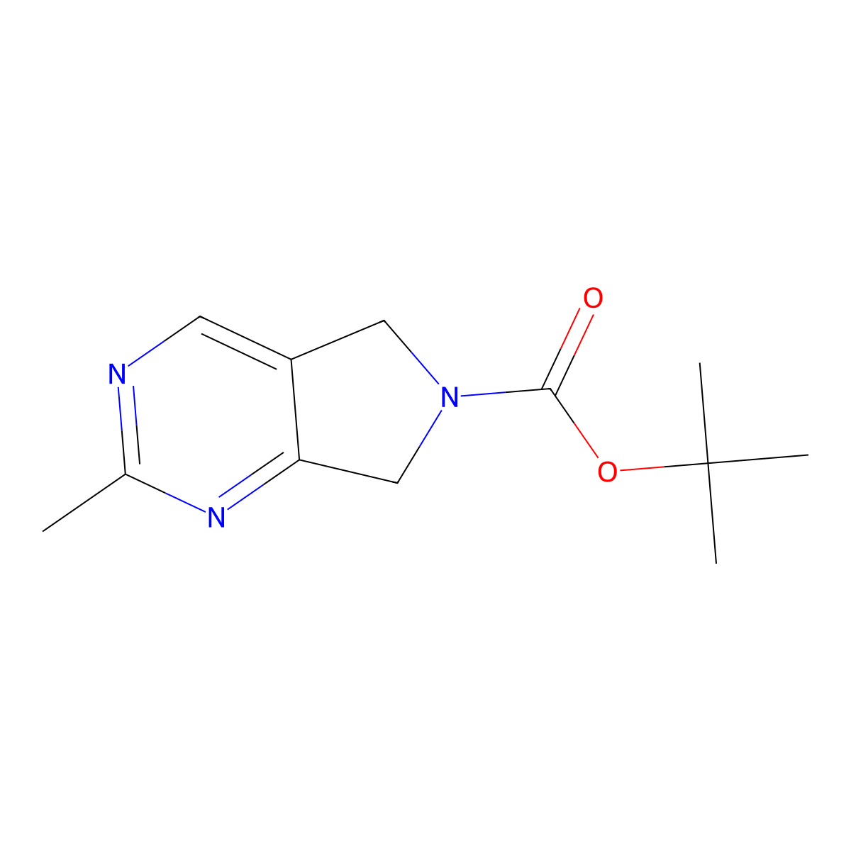 tert-Butyl 2-methyl-5H-pyrrolo[3,4-d]pyrimidine-6(7H)-carboxylate molecular structure, CAS 1160995-19-6