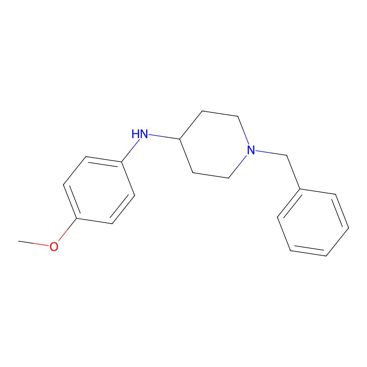 1-benzyl-N-(4-methoxyphenyl)piperidin-4-amine molecular structure, CAS 1161-36-0