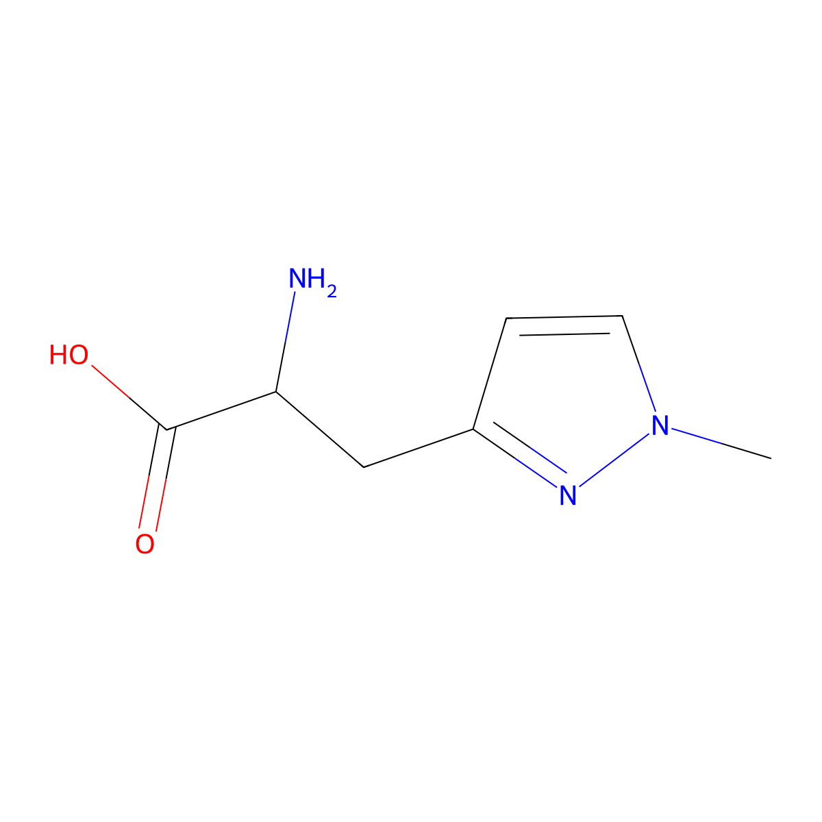 2-Amino-3-(1-methylpyrazol-3-yl)propanoic acid molecular structure, CAS 1161002-10-3