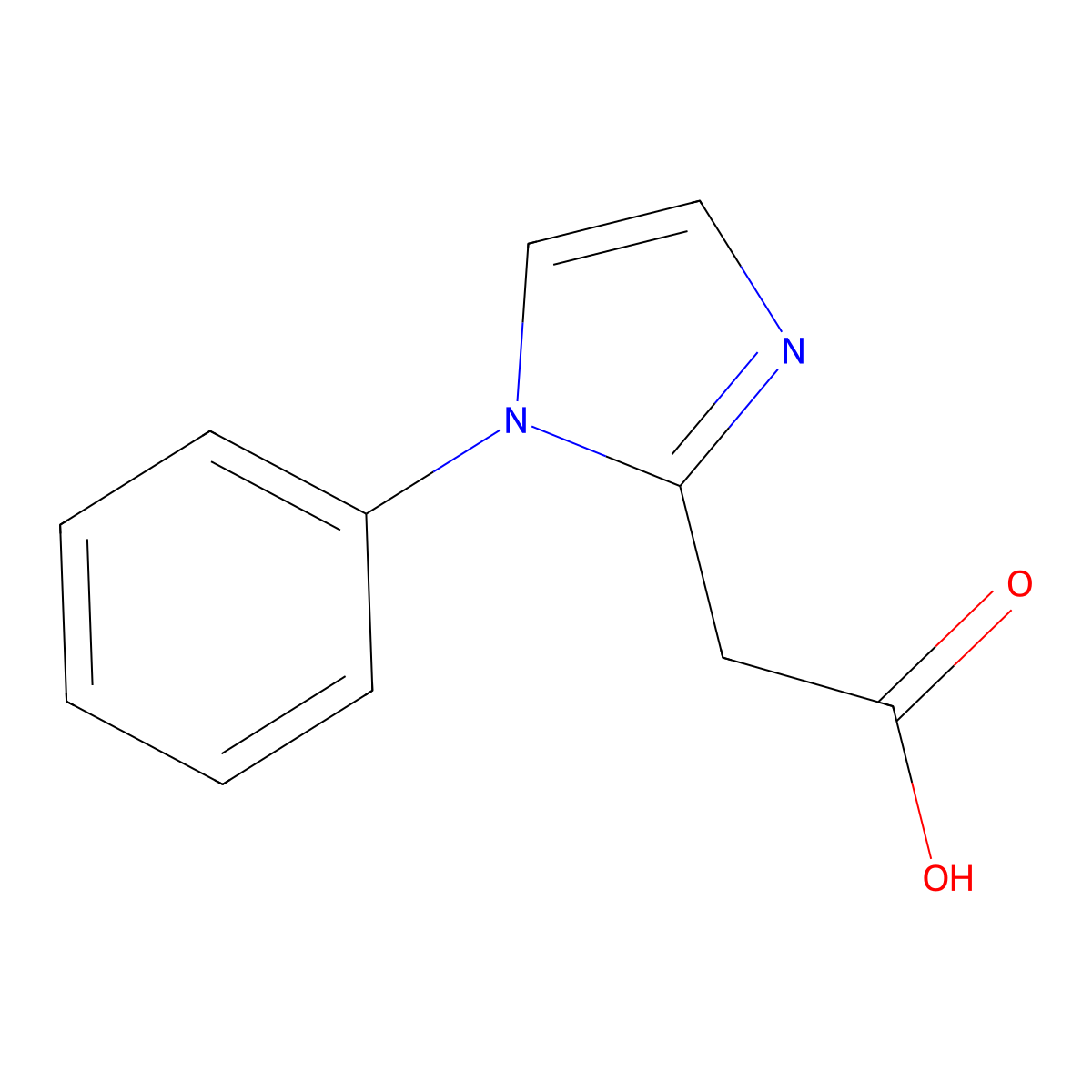 2-(1-phenyl-1H-imidazol-2-yl)acetic acid molecular structure, CAS 1161069-11-9