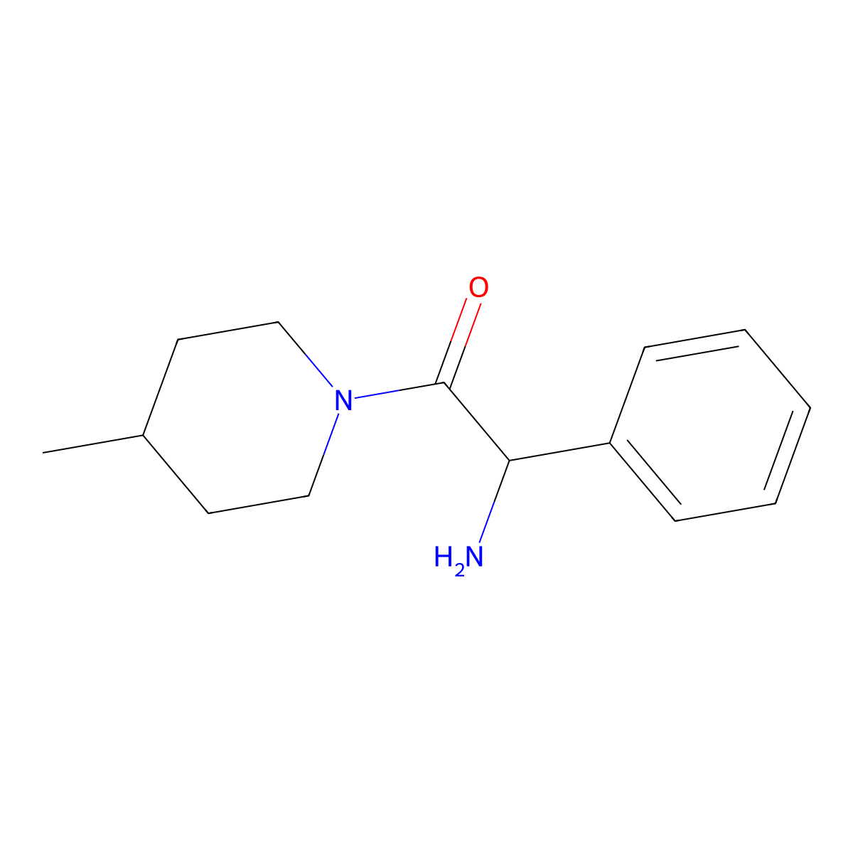 2-Amino-1-(4-methylpiperidin-1-yl)-2-phenylethan-1-one molecular structure, CAS 1161071-98-2