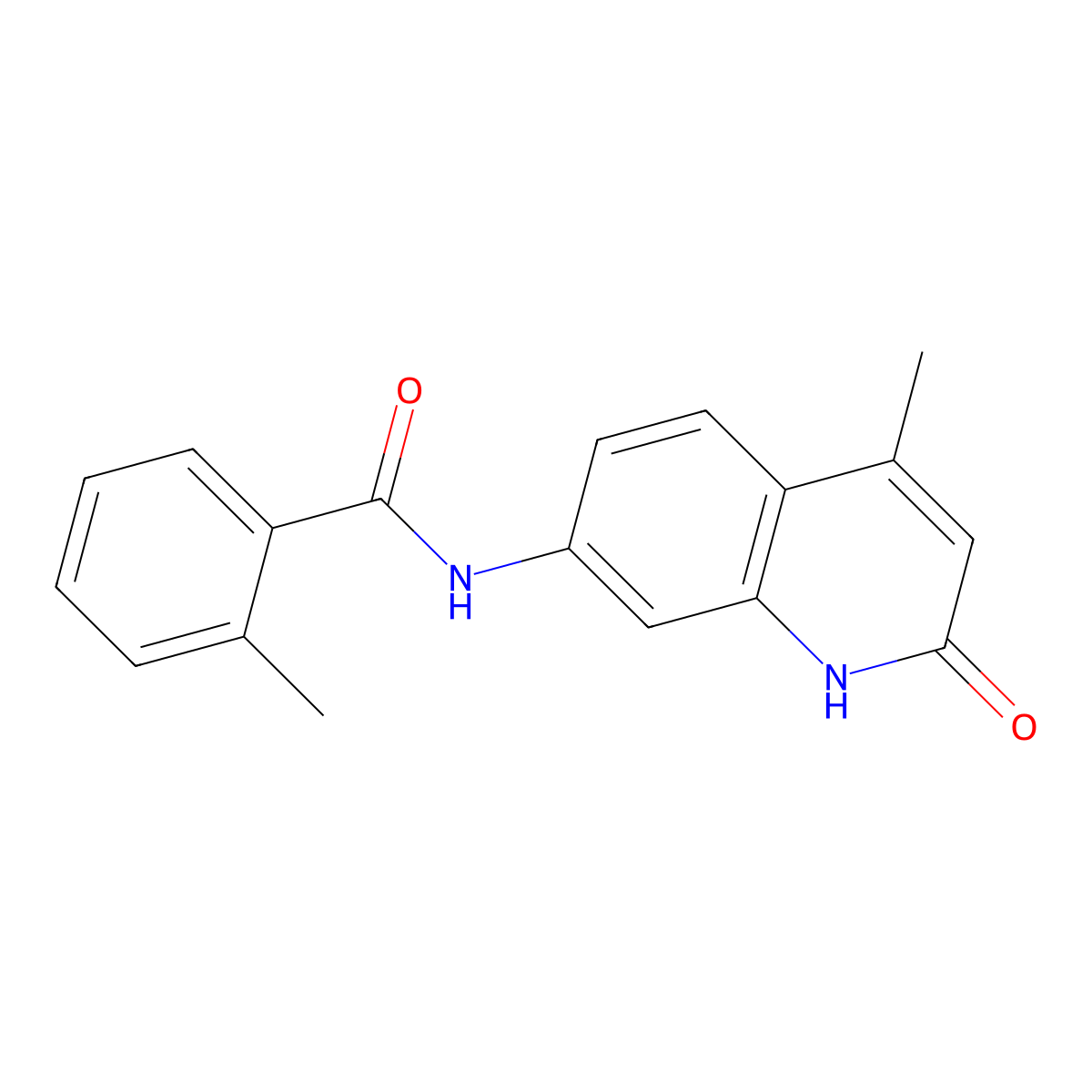 2-methyl-N-(4-methyl-2-oxo-1,2-dihydroquinolin-7-yl)benzamide molecular structure, CAS 1161124-40-8
