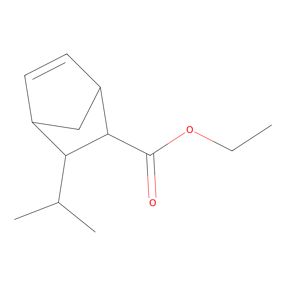 Bicyclo(2.2.1)hept-5-ene-2-carboxylic acid, 3-(1-methylethyl)-, ethyl ester, (1R,2R,3R,4S)-rel- molecular structure, CAS 116126-82-0