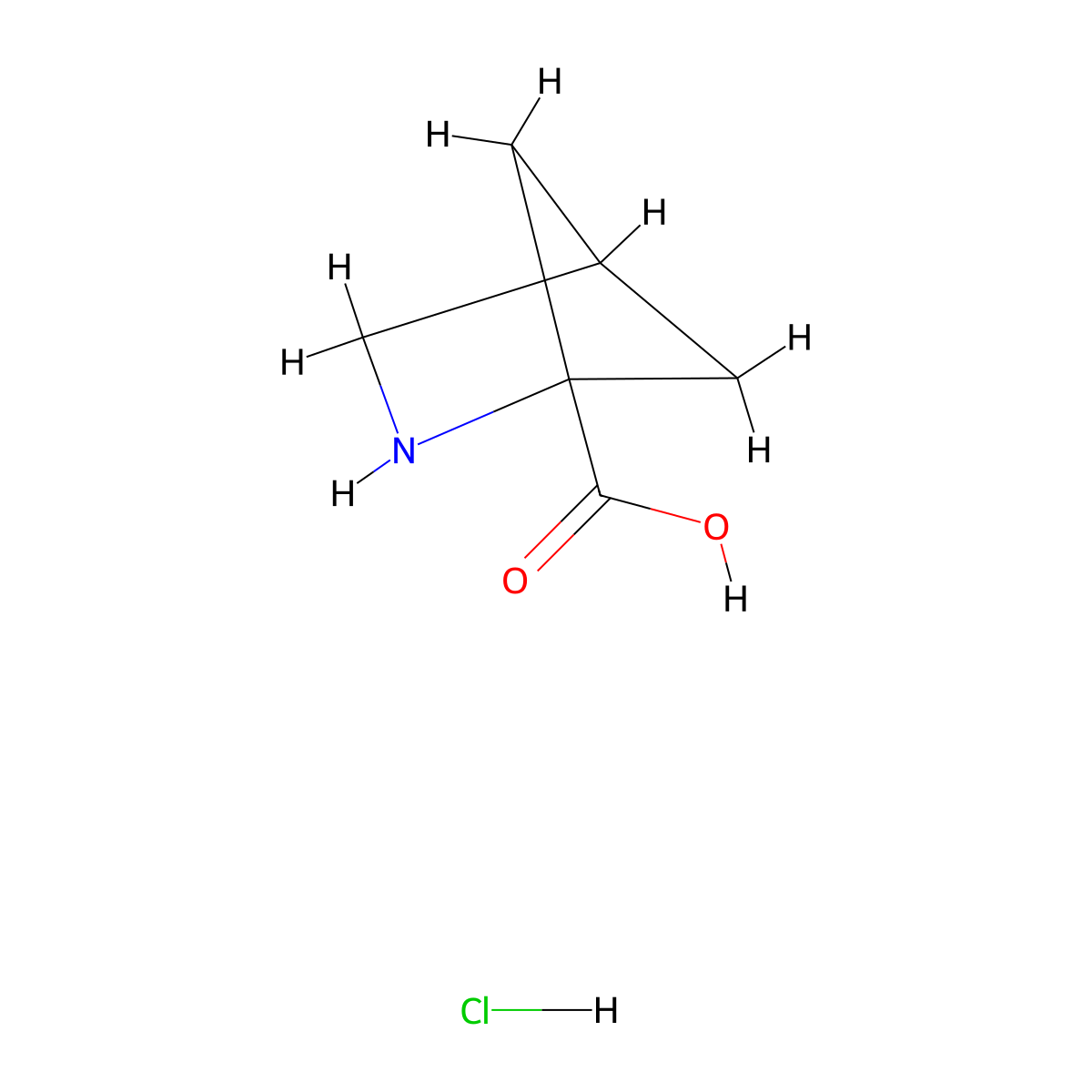 2-Azabicyclo(2.1.1)hexane-1-carboxylic acid hydrochloride molecular structure, CAS 116129-07-8