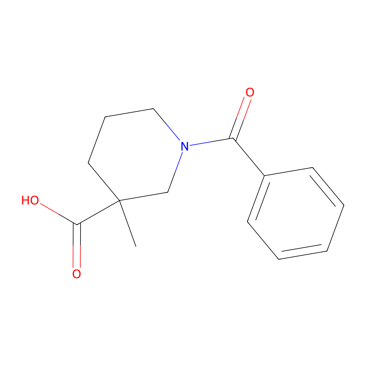 1-Benzoyl-3-methylpiperidine-3-carboxylic acid molecular structure, CAS 116140-38-6